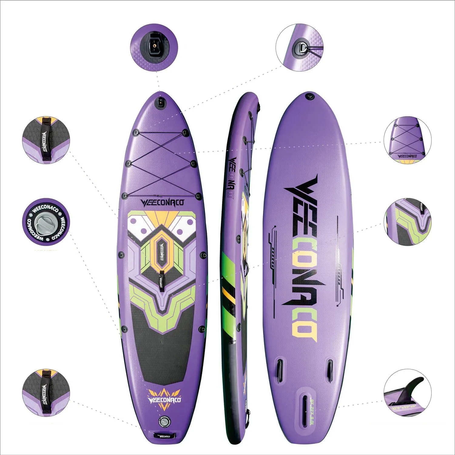 Deska SUP Pompowana WEECONACO 320x82x15,5CM 170KG AKCESORIA - obrazek 4
