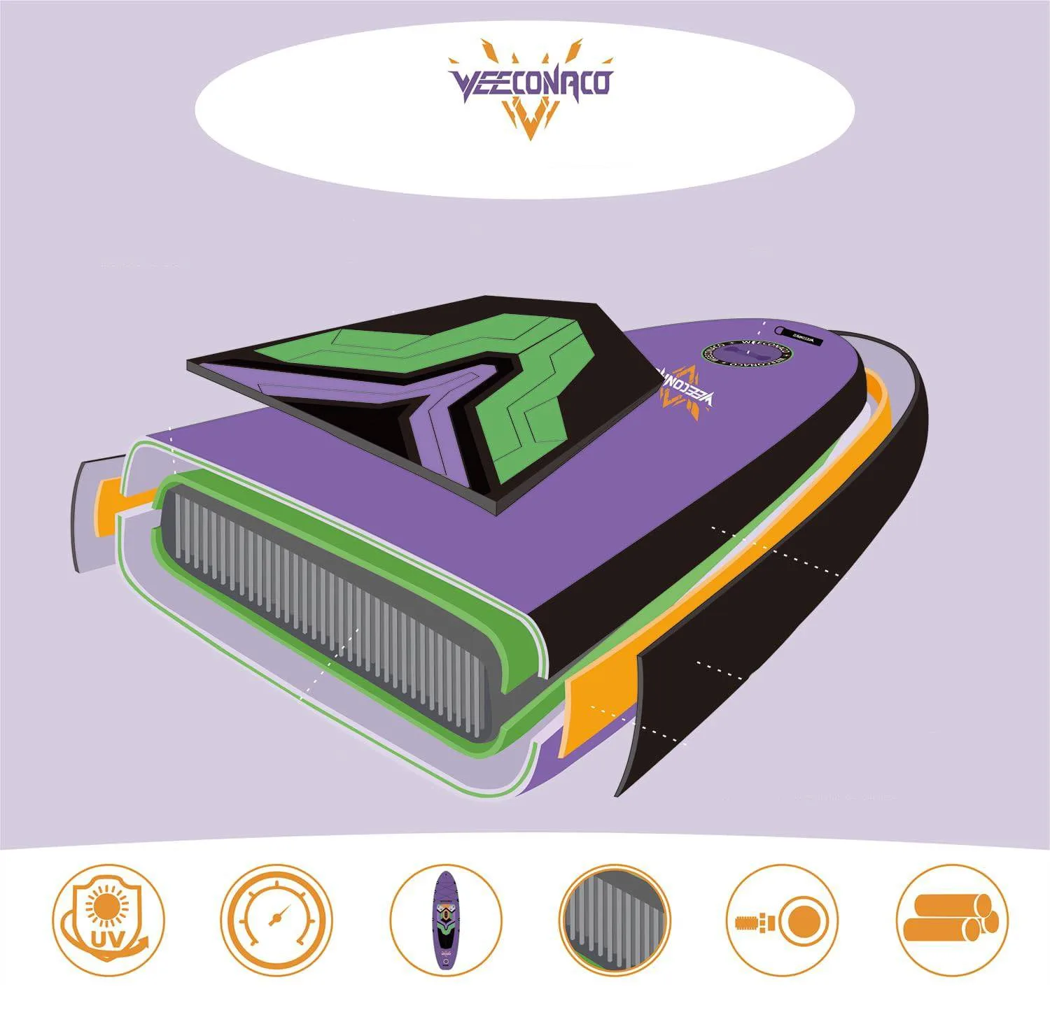 Deska SUP Pompowana WEECONACO 320x82x15,5CM 170KG AKCESORIA - obrazek 6